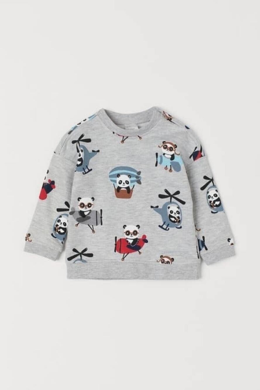 H&M Baby Boy Grey Airplane Print Sweatshirt